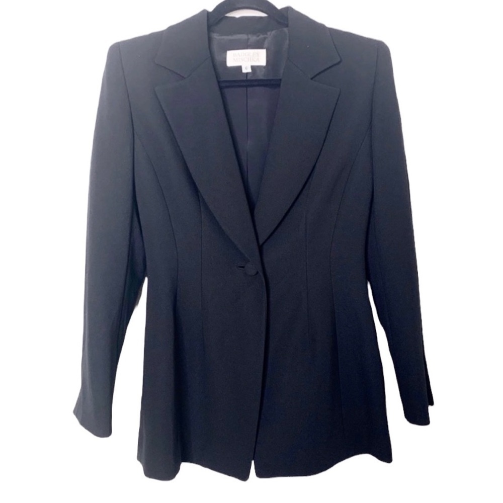 Badgley Mischka Size 6 Black Casual Basic Minimalist Capsule Blazer Jacket